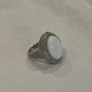 Judi Ripka sterling silver cz oval ring with white stone. Brand New in Box